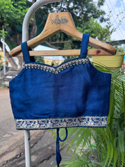 Girls Royal Blue Palazzo Set with Floral Embroidered Jacket & Bead Tassel Detailing – Stylish Festive & Party Wear Outfit (Age 5 to 16 Years)