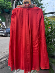 Girls Vibrant Orange Palazzo Set with Heavily Embroidered Yoke & Flowing Skirt – Elegant Festive & Party Wear Outfit (Age 5 to 16 Years)