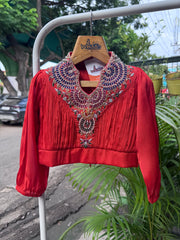 Girls Vibrant Orange Palazzo Set with Heavily Embroidered Yoke & Flowing Skirt – Elegant Festive & Party Wear Outfit (Age 5 to 16 Years)