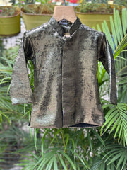 Boys Black Silk Metallic Tissue Kurta with Matching Dhoti – Premium Ethnic Wear for Baby Boys (Newborn – 2 Years)