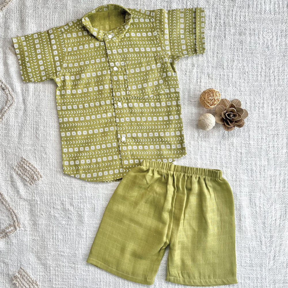 Collared Co-ord sets for kids Olive