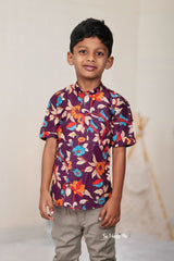 Maroon Party wear shirt on Mul Mul fabric/Digital print shirt