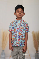 Boys Printed Partywear Shirt in Soft Mul Mul Fabric