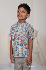 Boys Printed Partywear Shirt in Soft Mul Mul Fabric
