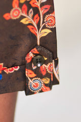 "Boys Printed Partywear Shirt in Soft Mul Mul Fabric - Rich Brown Color"