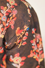 "Boys Printed Partywear Shirt in Soft Mul Mul Fabric - Rich Brown Color"