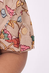 "Boys Printed Partywear Shirt in Soft Mul Mul Fabric - Stylish Sandal Color for Memorable Moments"