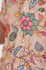 "Boys Printed Partywear Shirt in Soft Mul Mul Fabric - Stylish Sandal Color for Memorable Moments"