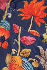 "Boys Printed Partywear Shirt in Soft Mul Mul Fabric - Classic Navy for Timeless Elegance"