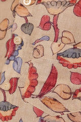 "Ivory Hand Block Printed Ajrakh Mul Cotton Fabric Boys Shirt - Elegant Craftsmanship for Special Occasions"