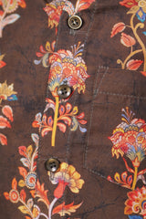 "Brown Hand Block Printed Ajrakh Mul Cotton Fabric Boys Shirt - Classic Design with Artisan Charm"