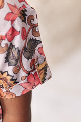 "Grey Hand Block Printed Ajrakh Mul Cotton Boys Shirt - Subtle Elegance with Artisan Detailing"