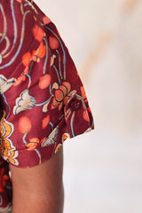 "Pure Mul Cotton Fabric Hand Block Printed Boys Shirt in Red - Vibrant and Crafted with Care"