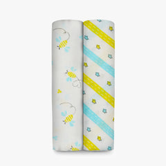 Buzzing Bees - Muslin Cotton Swaddles(Pack of 2)