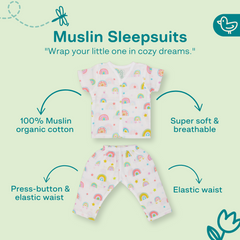 Unicorn Rainbow - Muslin Sleep Suit for babies and kids(Unisex)