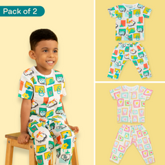 Boxed With Toddler Tales - Muslin Sleep Suit for babies and kids (Unisex) - Pack of 2