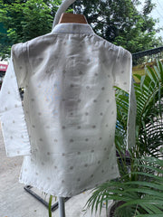 Boys Ivory White Embroidered Kurta Set With Cotton Lining – Timeless Festive Classic (Age 1 – 7 Years)