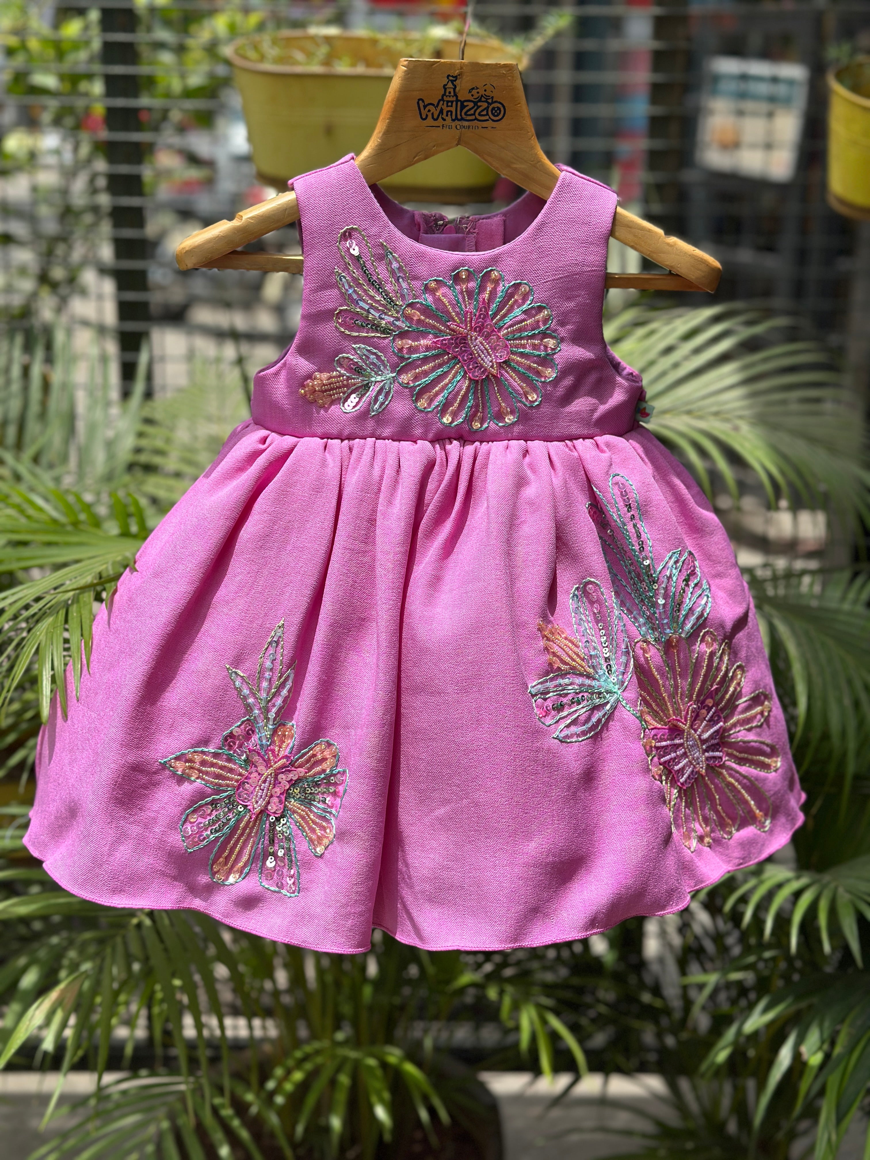 Petal Glow Embroidered Dress