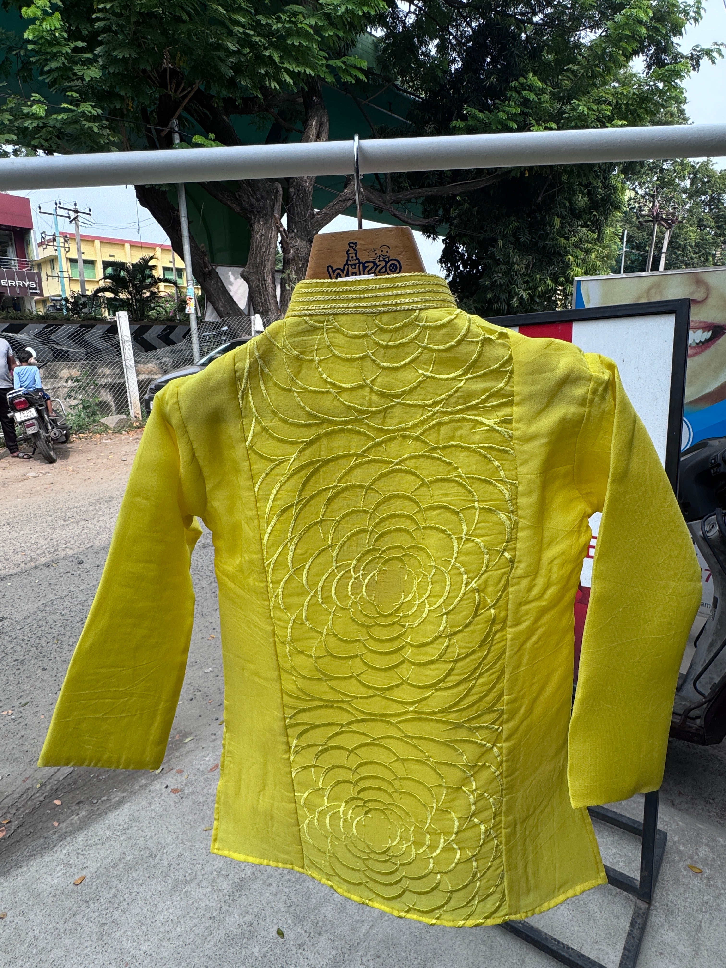 Boys Bright Yellow Thread-Embroidered Kurta Set With Cotton Lining – Festive Haldi & Celebration Wear (1–7 Years)