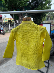 Boys Bright Yellow Thread-Embroidered Kurta Set With Cotton Lining – Festive Haldi & Celebration Wear (1–7 Years)