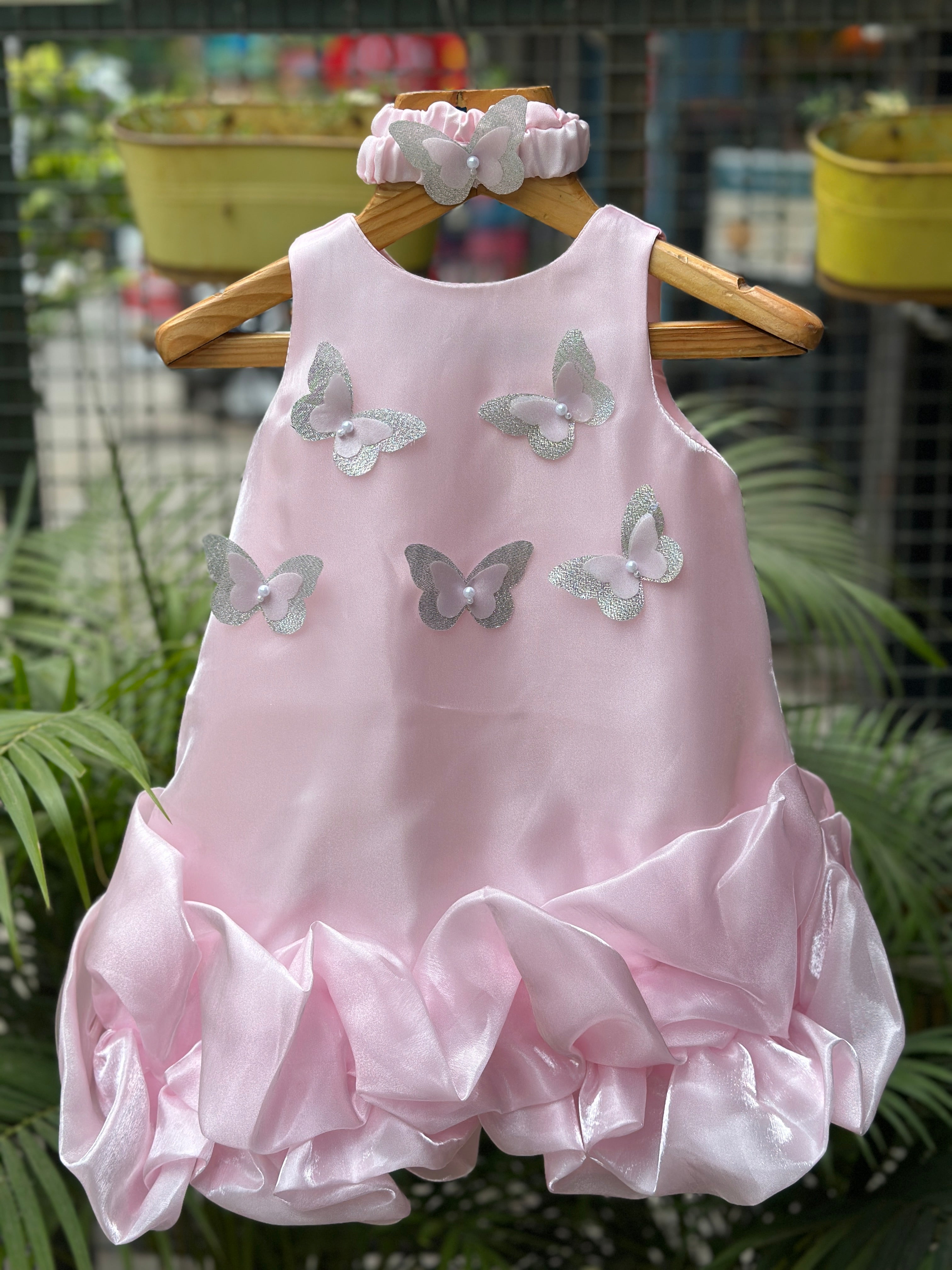 SATIN BUTTERFLY DRESS A LINE