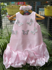 SATIN BUTTERFLY DRESS A LINE