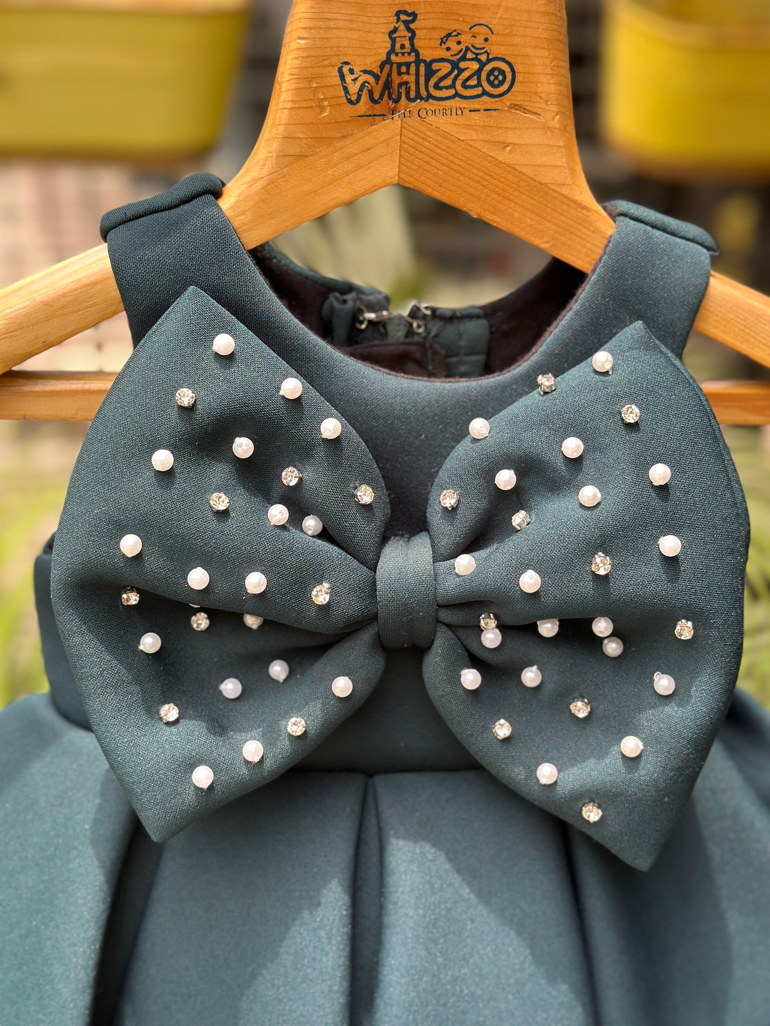 Emerald Bow Pearl Dress