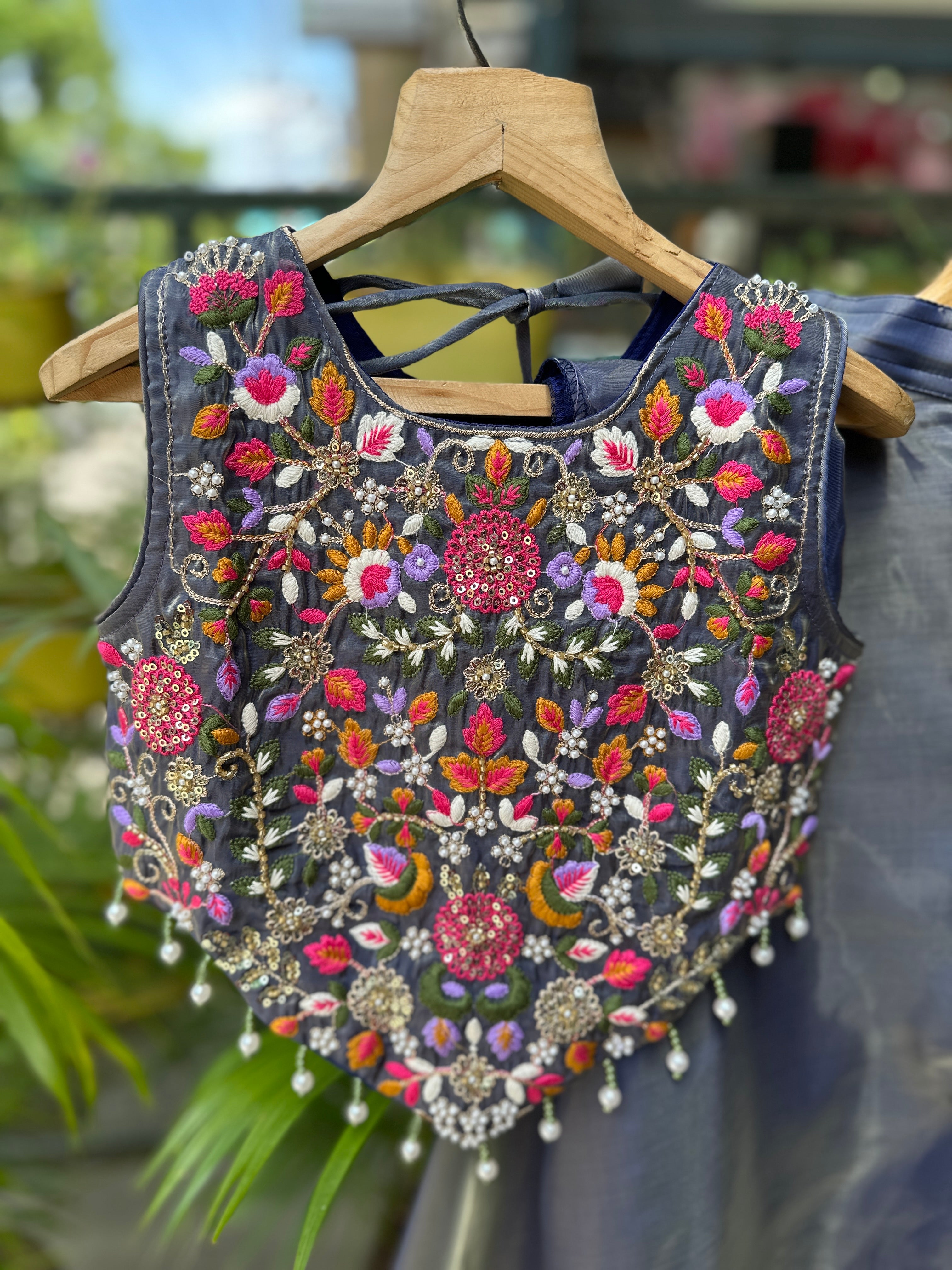 Midnight Magic Embroidered High-Neck Crop Top with  Gharara Pants – Designer Ethnic Wear for Girls | Ages 2 to 18