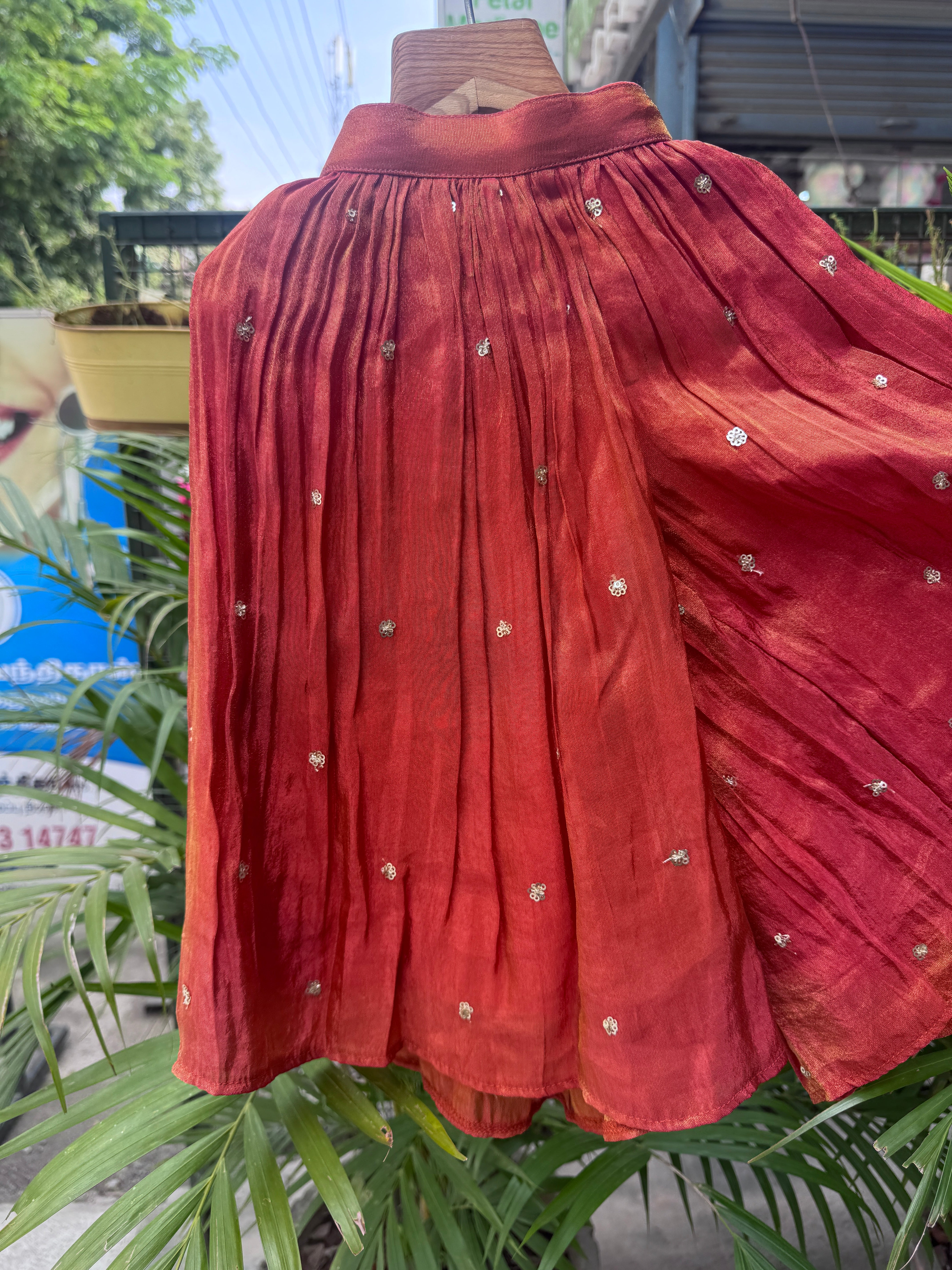 Girls Orange Floral Embroidered Gharara Set – Premium Festive Wear (1–7 Years)