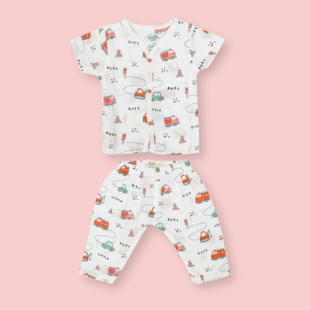 Traffic Town - Muslin Sleep Suit for babies and kids (Unisex)