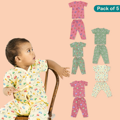 Jungle Wingle (Pack of 5) - Muslin Sleep Suit for babies and kids