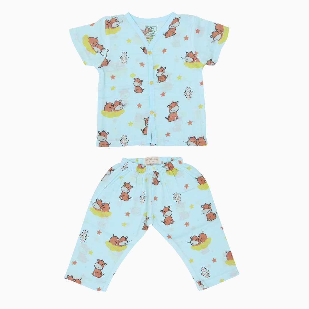 Sleepy Hippo Muslin Sleep Suit for babies and kids (Unisex)