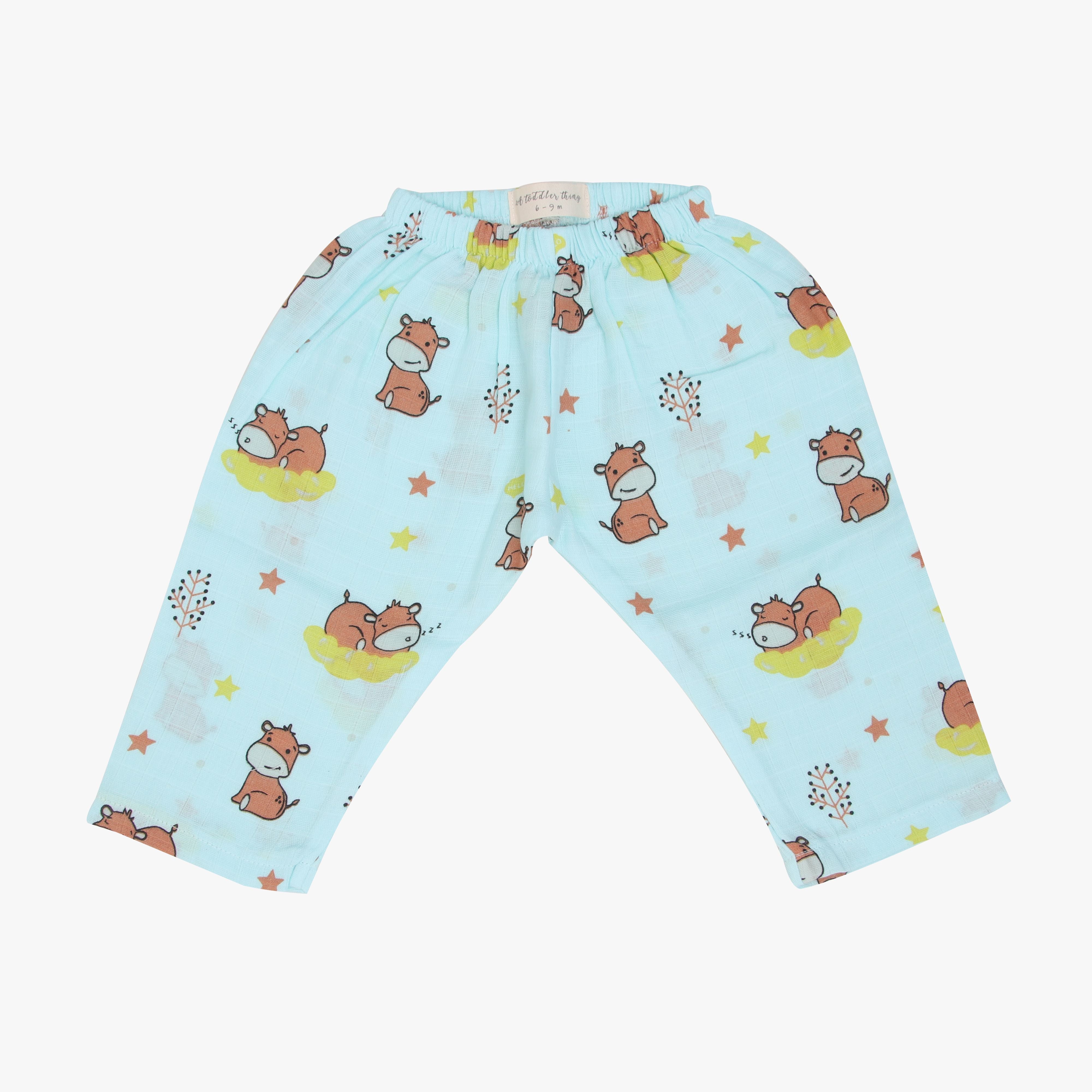 Sleepy Hippo Muslin Sleep Suit for babies and kids (Unisex) For Newborn