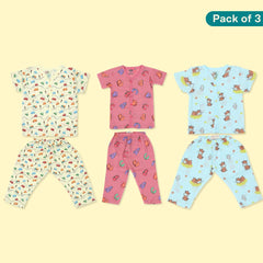 Hippo On The Go (Pack of 3) - Muslin Sleep Suit for babies and kids
