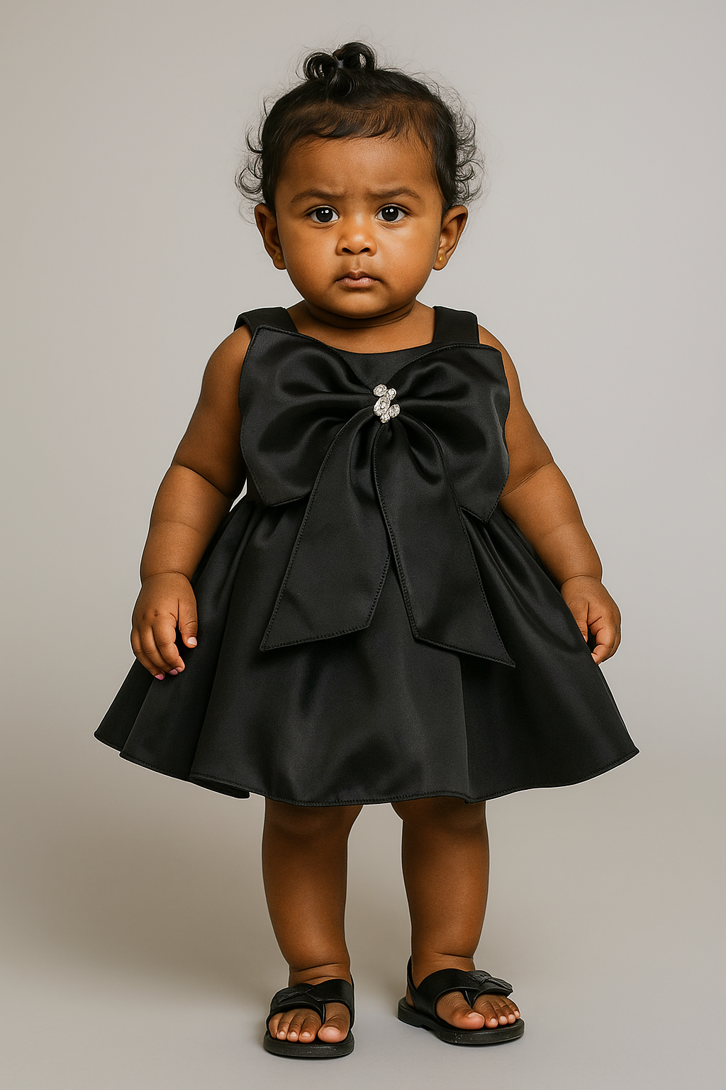 Elegant Black Bow Baby Dress