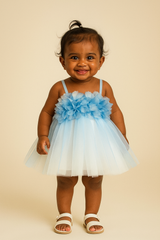 Blue Petal Tulle Party Dress