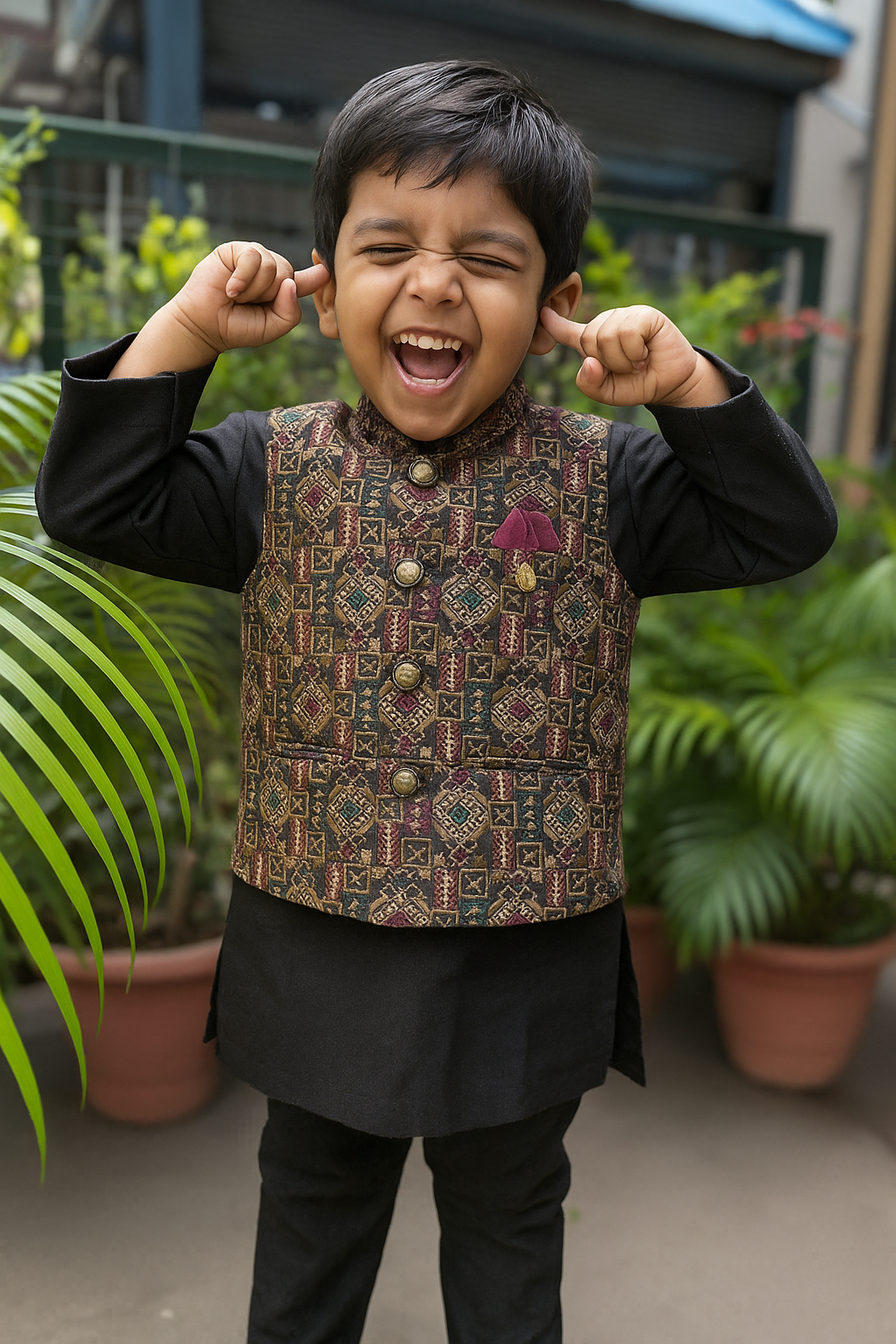 Classic Black & Gold Ethnic Jacket Set