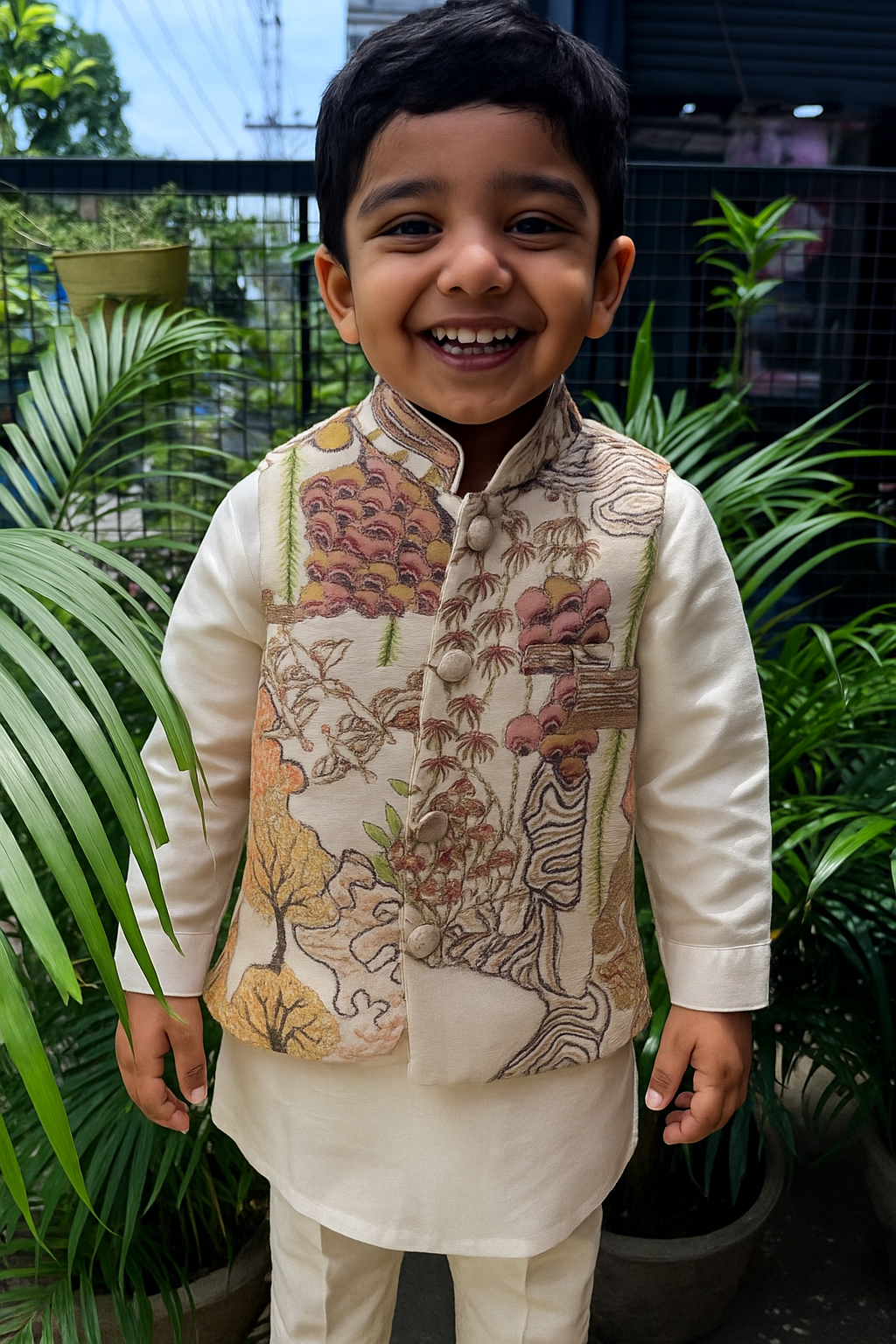 Ivory Garden Embroidered Jacket Set