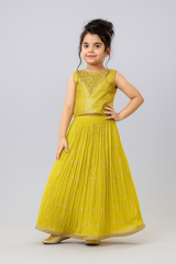 Floroascant Yellow Silk Embroidered Lehenga Choli Set for Girls (Age 1 – 6 Years) | Festive & Party Wear – WHIZZO Kids