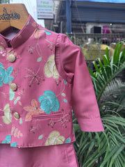 Pink Floral Embroidered Jacket Set – Vibrant Celebration Wear (Cotton Lined)