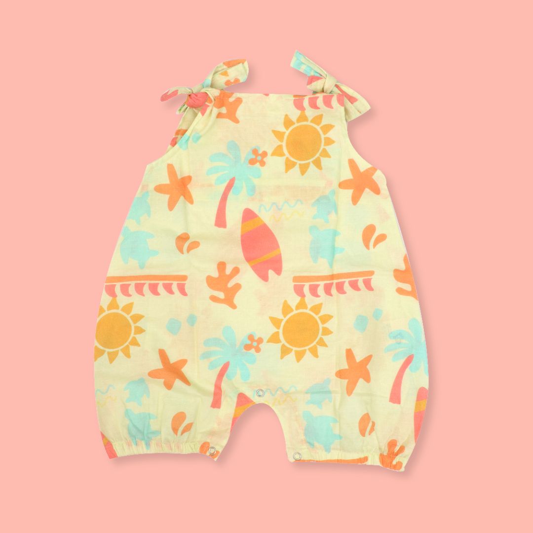 Citrus Splash - Mulmul Cotton Knot Type Romper