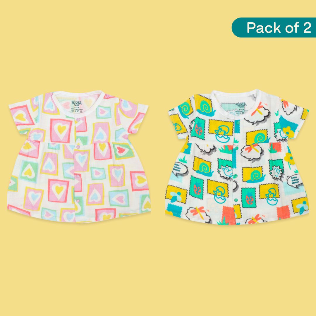 Boxed With Toddler Tales - Muslin Button Frock - Pack of 2