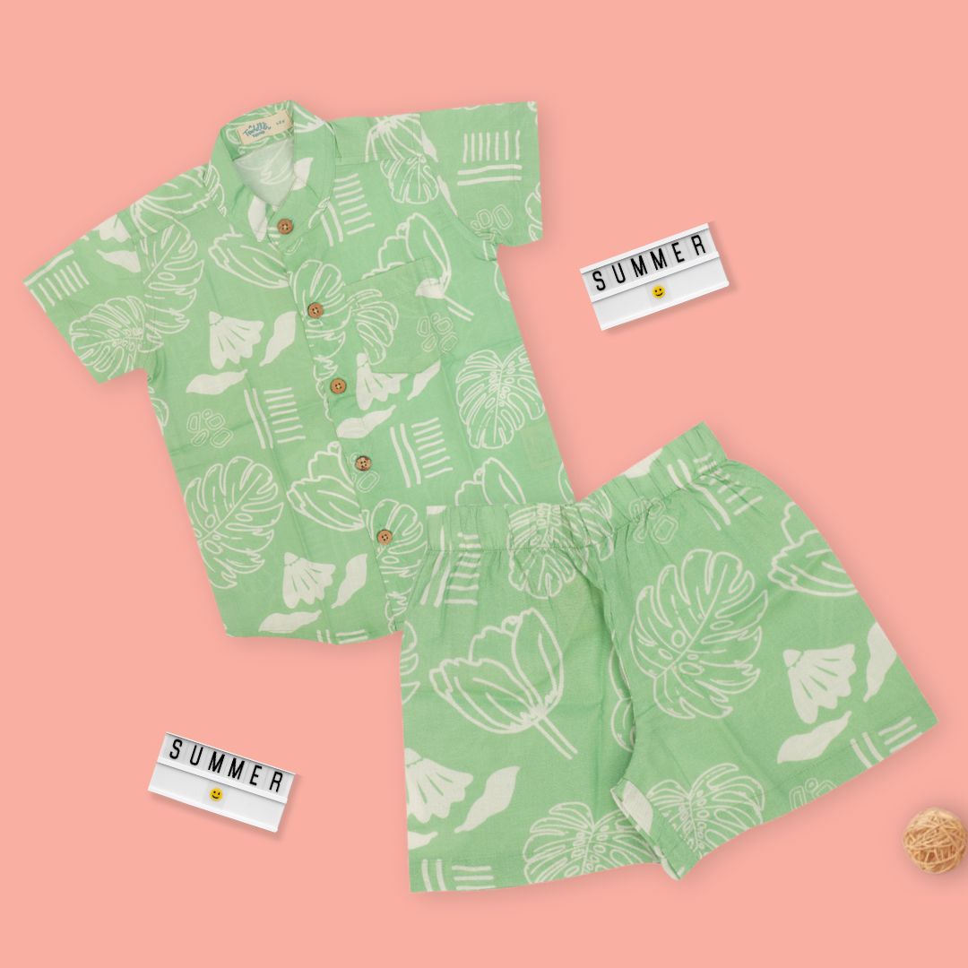 Breezy Leaf - Mulmul Cotton Coord Set