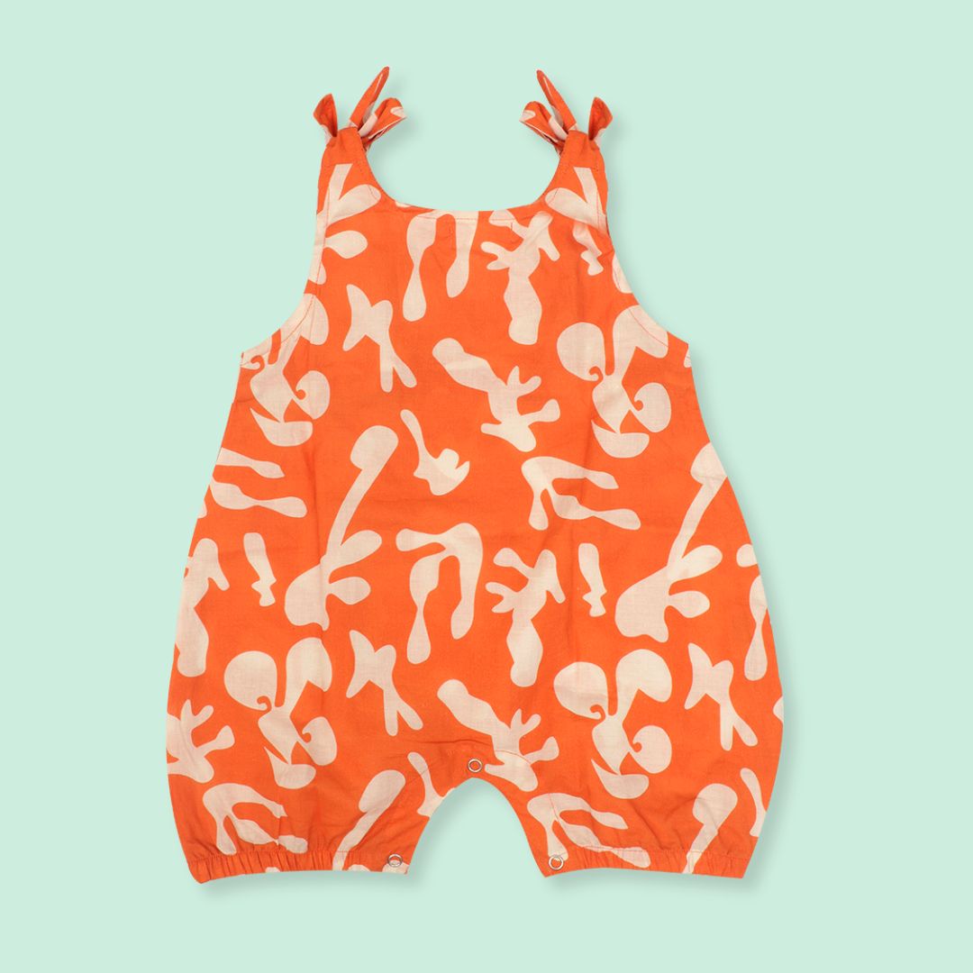 Citrus Splash - Mulmul Cotton Knot Type Romper