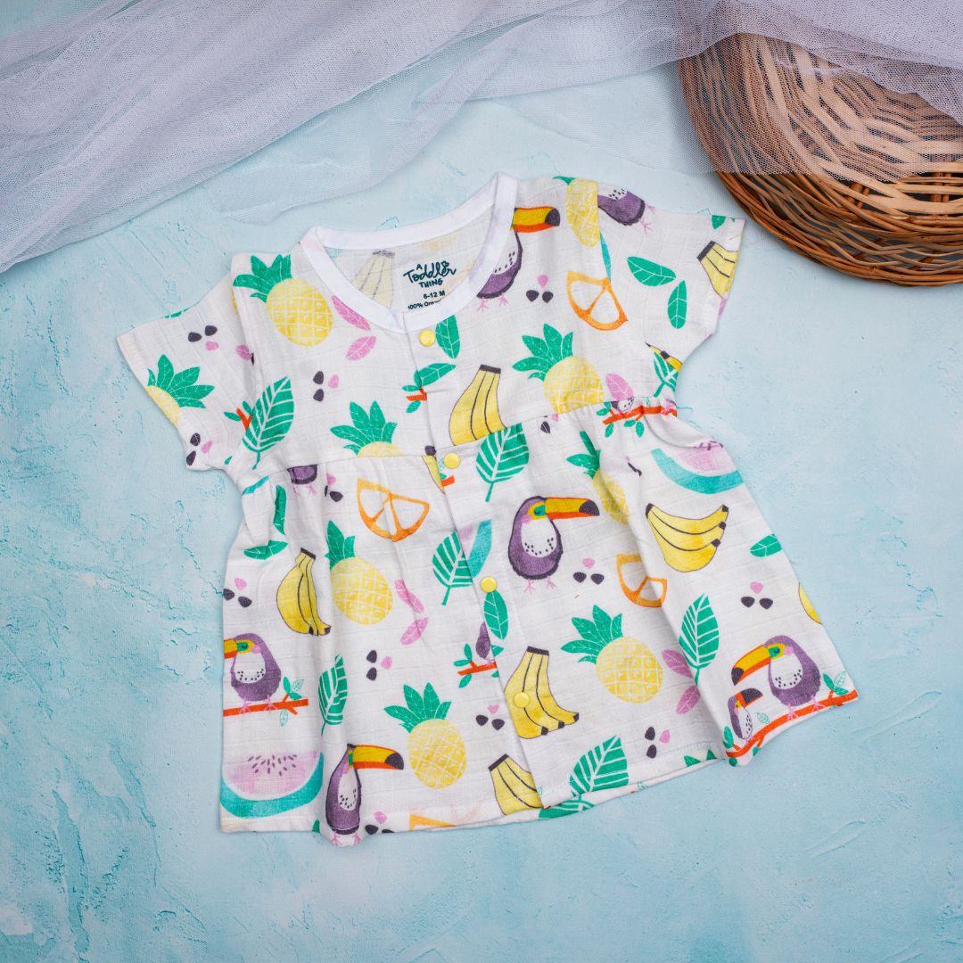 Flora Pixels - Muslin Button Frock