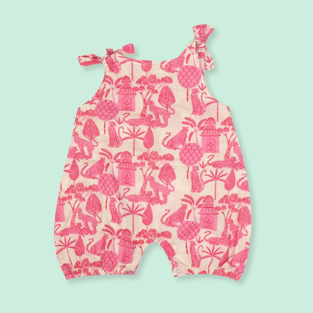 Citrus Splash - Mulmul Cotton Knot Type Romper