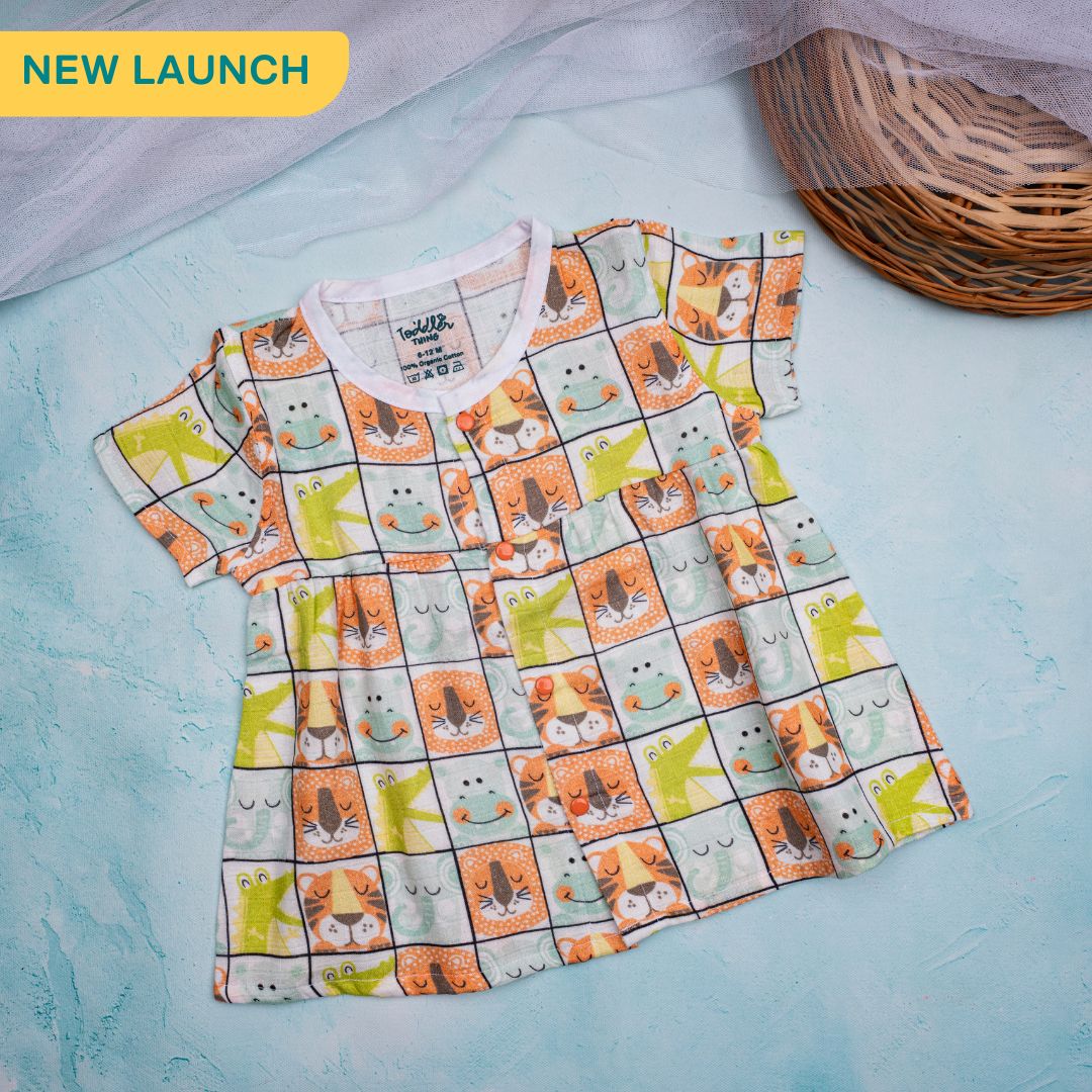 Flora Pixels - Muslin Button Frock