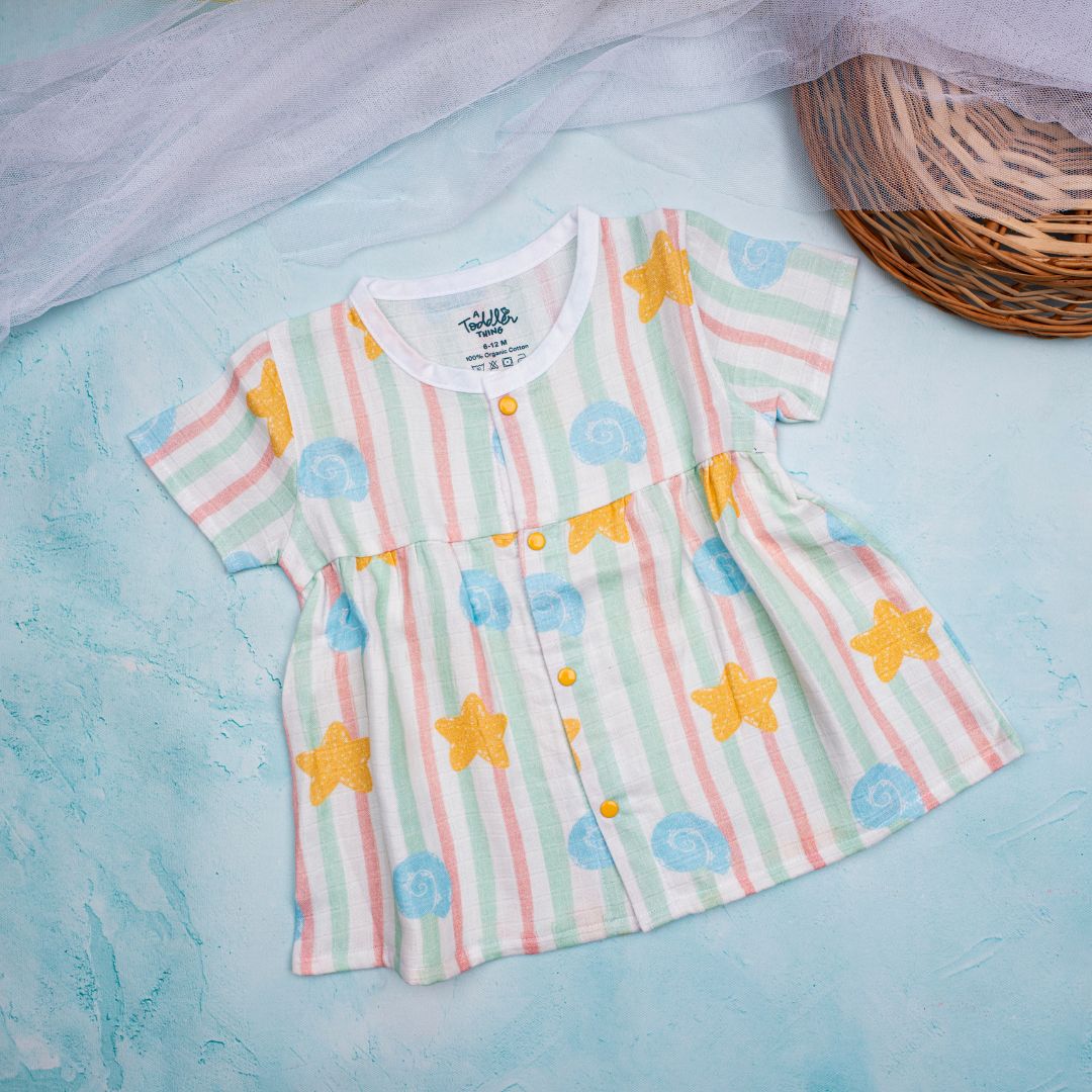 Flora Pixels - Muslin Button Frock