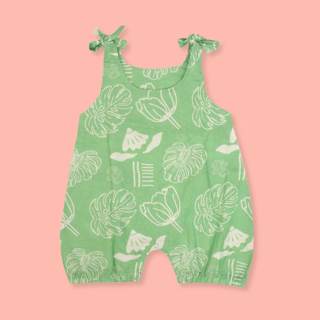 Citrus Splash - Mulmul Cotton Knot Type Romper