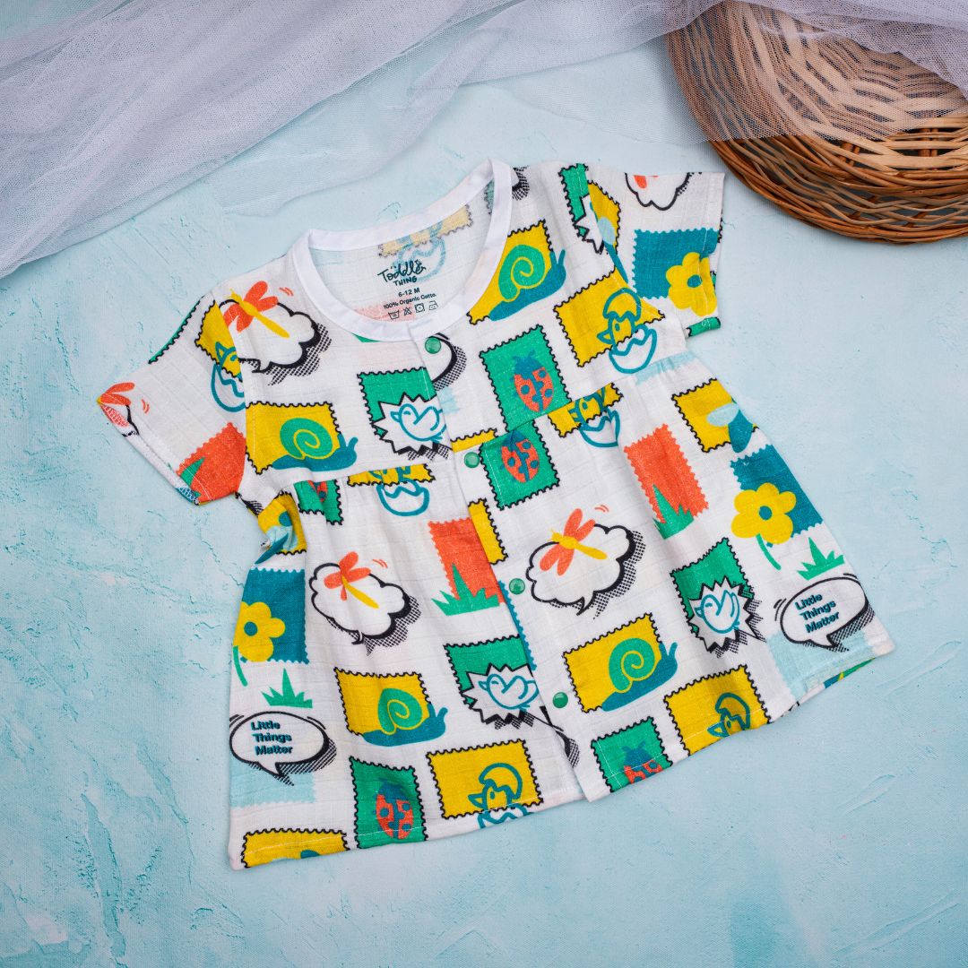 Flora Pixels - Muslin Button Frock